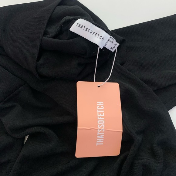 THAT'S SO FETCH Bodycon Turtle‎ Neck Open Back LBD Long Sleeve Dress NWT - Picture 10 of 13